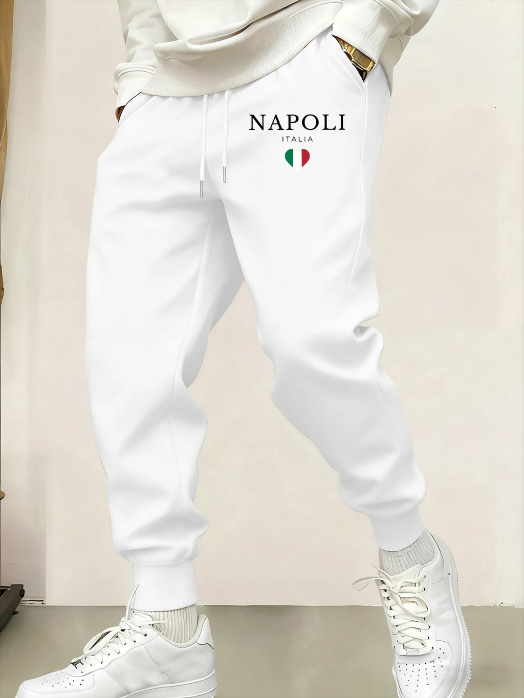 Napoli Italia Letter And Flag  Print Man Sweatpant Pocket Fleece Pant Casual Warm Trouser Autumn Fashion Sports Sweatpants Pants