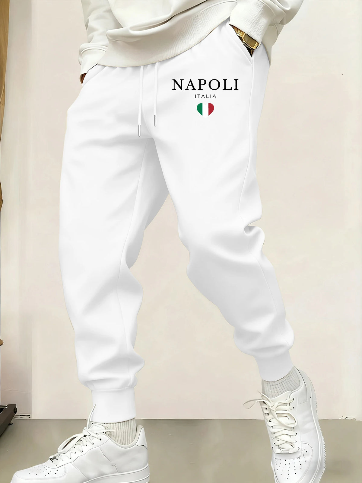 Napoli Italia Letter And Flag  Print Man Sweatpant Pocket Fleece Pant Casual Warm Trouser Autumn Fashion Sports Sweatpants Pants