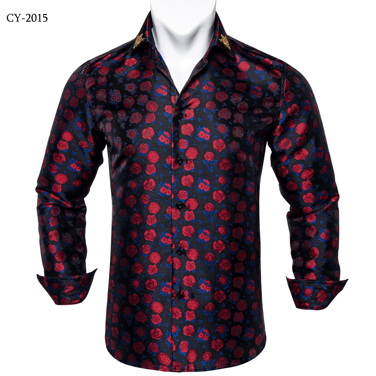 Brand New Men's Royal Blue Business Shirts Luxury Fashion Paisley Long Sleeve Turn-Down Collar Social Shirt Male Casual Blouse