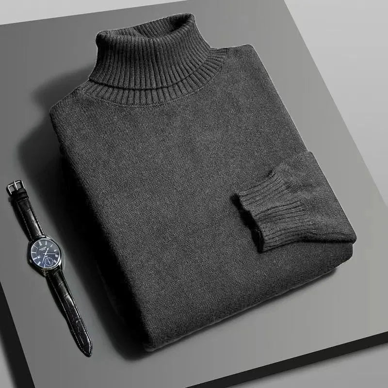 Animal Game Mens Knitwear Winter Turtleneck Sweater Slim Fit Long Sleeve Pullover Solid Trend Men Outdoor Coats Cold Blouse Man