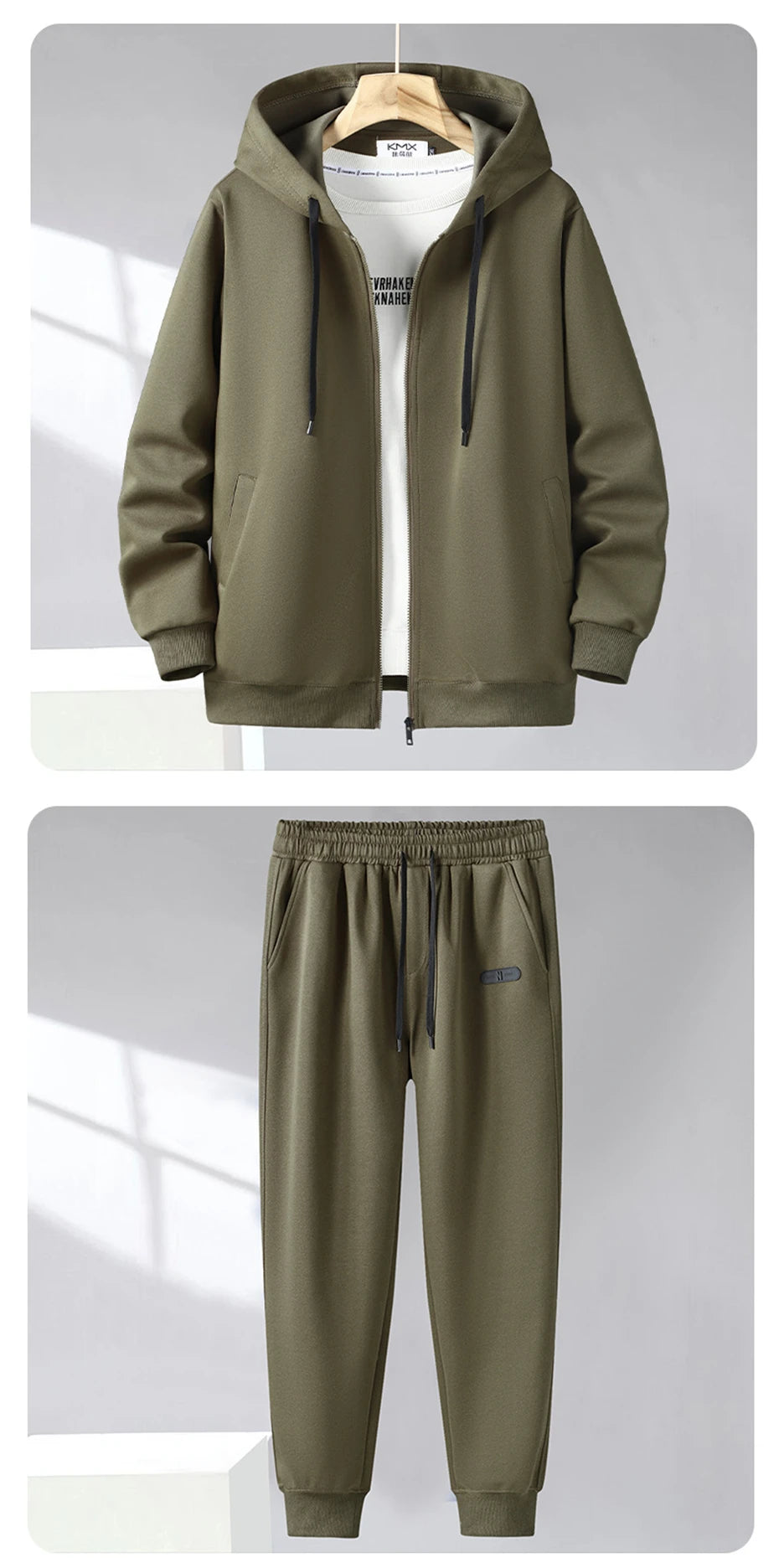 Solid Color Tracksuit Men 11XL Plus Size Suits Zippered Hoodie Sweatpants Sets Spring Autumn Jogger Pants Male Big Size 10XL