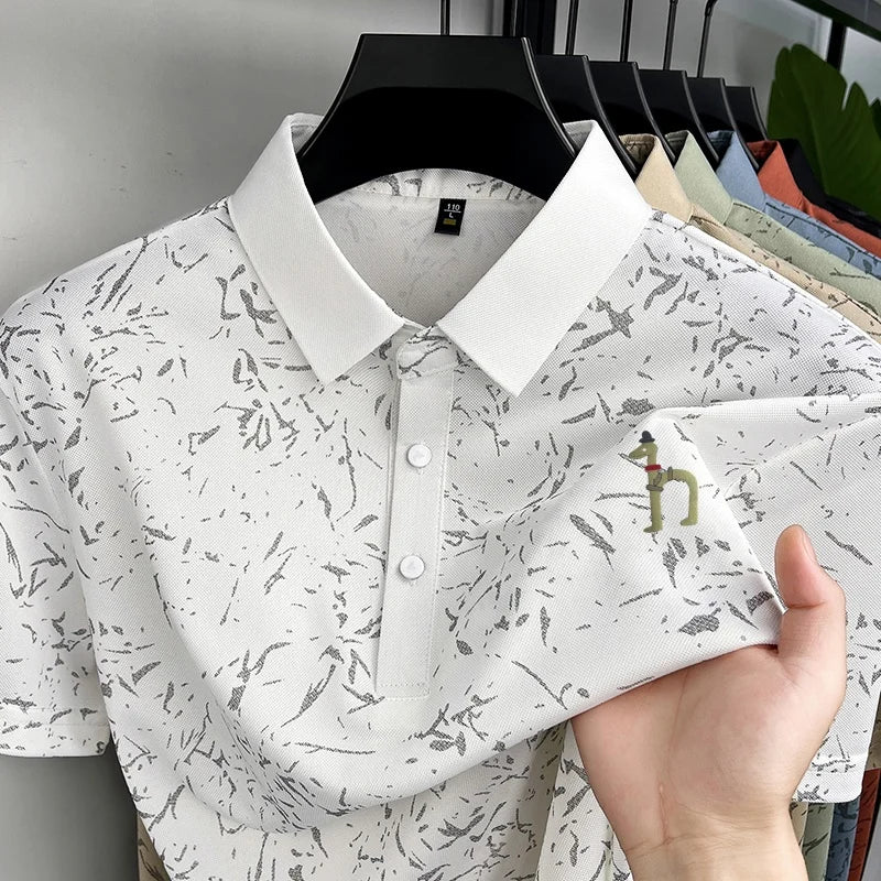 New Men's Casual Original Printed Polo Shirt Breathable Comfort Short Sleeve Lapel T-shirt High Quality Versatile Men's Clothing