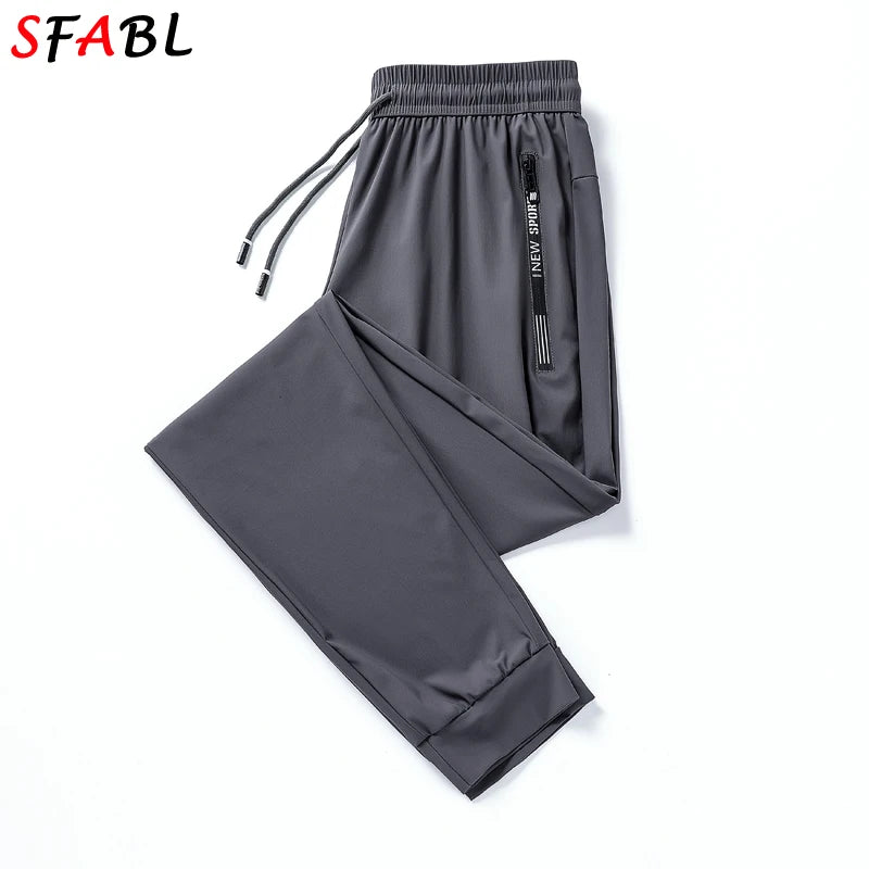 Summer Quick Dry Gym Fitness Men's Pants Breathable Running Jogging Sweatpants Trousers for Men Sports Pants Man Black Gray 3XL