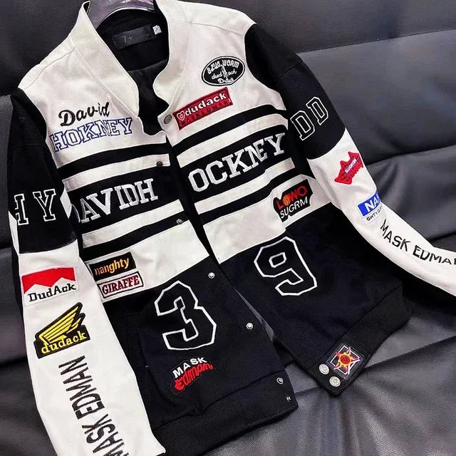 New Embroidery Motorcycle Racing Jacket for Men Women Spring Autumn Long Sleeve American Bombers Baseball Coat Hip Hop Costume