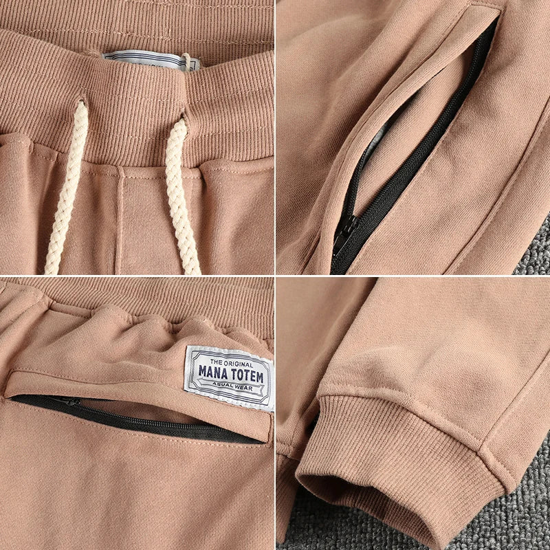 Autumn Japanese Retro Knitted Ankle-length Sweatpants Men's Fashion Elastic Waist Drawstring Sport Casual Ankle-tied Pants