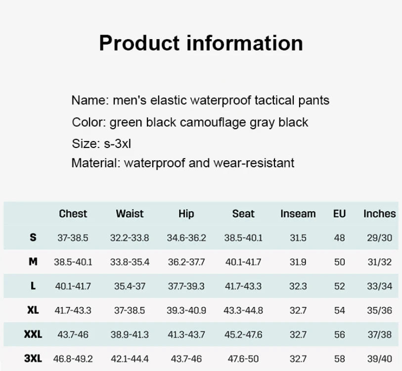 Men's Loose Training Pants Outdoor Waterproof Slim Stretch Tactical Pants with Pockets Multi-functional Quick-drying Cargo Pants