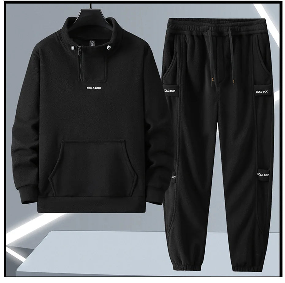 Polar Fleece Tracksuit Men 12XL Plus Size Men's Sets Sweatshirt Sweatpants Autumn Winter Casual Suits Male Big Size 10XL 12XL