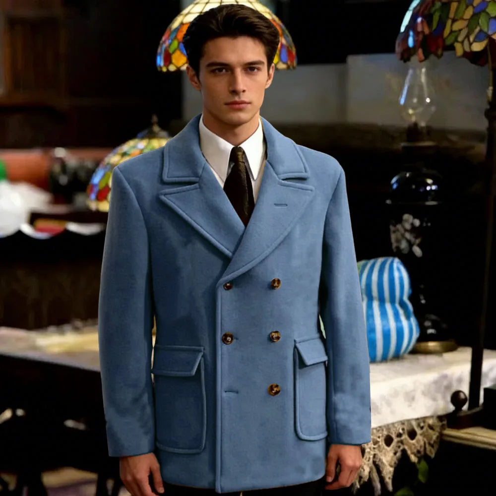 Classic British Style Man Winter Woolen Short Coat Thick Men's woolen suit Jacket Business Leisure Men Blazer For Office Work