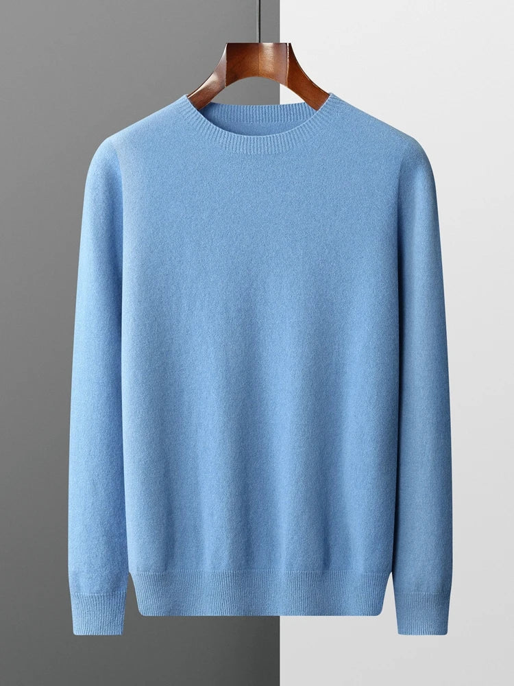 CHICUU Men Basic O-neck Wool Sweater Autumn Winter Long Sleeve Bottom Pullover 100% Merino Wool Knitwear Smart Casual Jumper Top