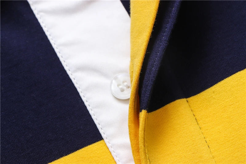 TACE&SHARK Fashion Stripe Shark Embroidery Polo Shirt Summer Men Business Shark Polos Tops Mens Casual Slim Fit Clothing