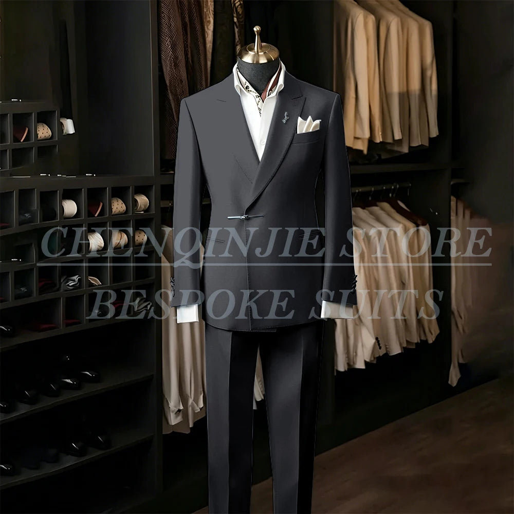 Bespoke White Men's Suits Male Clothing Fashion Wedding Regular Fit 2 Piece Jacket Pants Blazer High Quality Clothing Costume