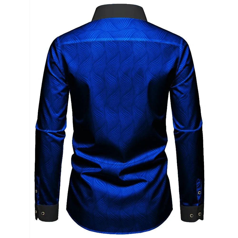 FGKKS Men Shirt Brand New Elegant Fashion European Long Sleeve Smart Casual Elastic Wrinkle-free Male Business Dress Shirts