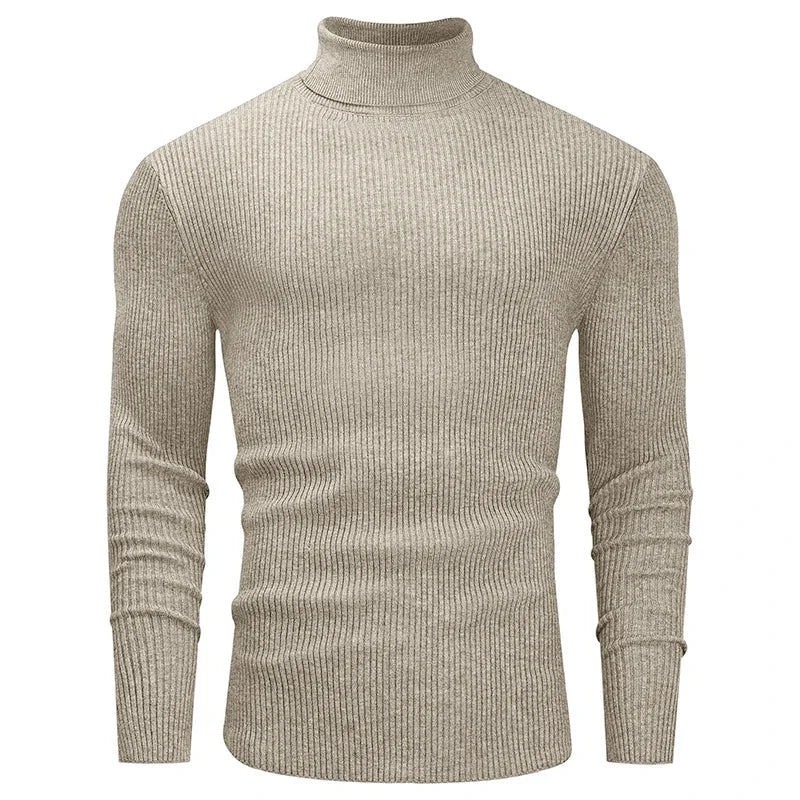 New Men's Slim Fit Turtleneck Sweater Casual Twist Patterned Pullover Knitted Sweaters Autumn Long Sleeve Stripe Streetwear