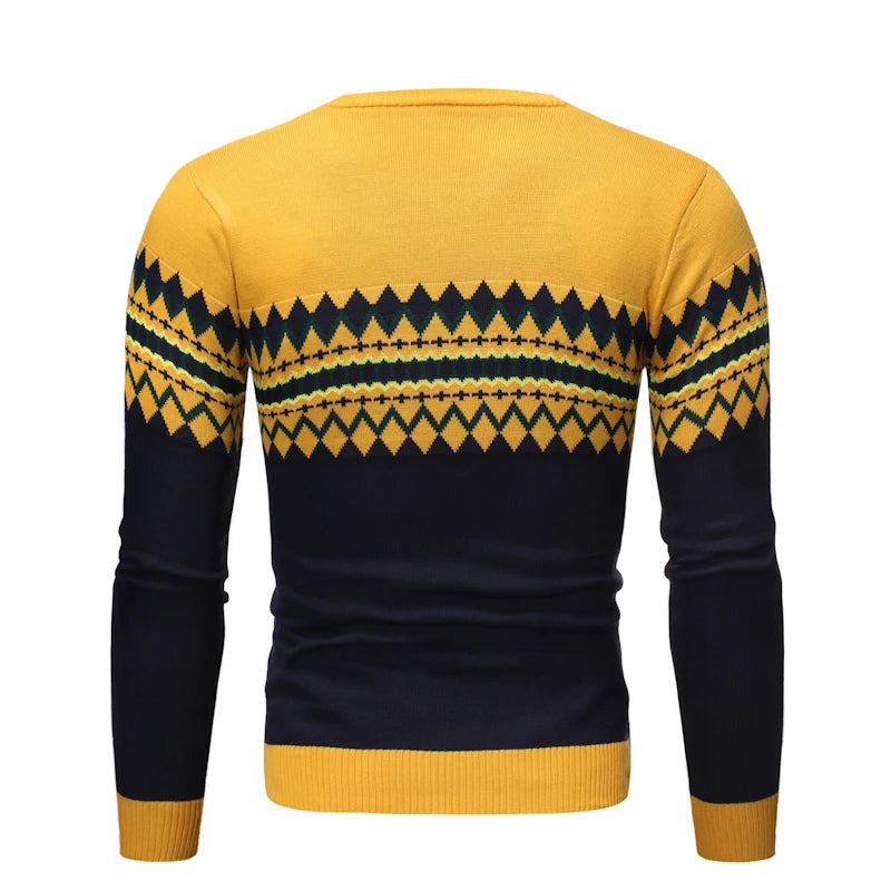 Autumn Winter O-Neck Knit Pullovers Men Fashion Casual Knitted Sweater Slim Fit Knitting Mens Striped Pullover Sweaters Knitwear