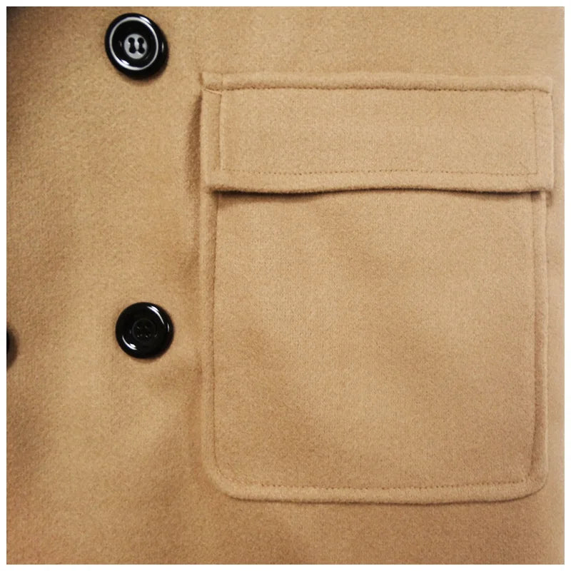 Streetwear Jackets Man Windbreaker Mid-length Men's Jackets Lapel Men's Clothing For Winter Male Coat