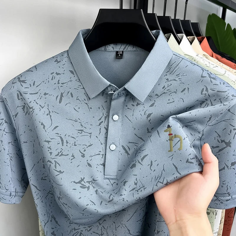New Men's Casual Original Printed Polo Shirt Breathable Comfort Short Sleeve Lapel T-shirt High Quality Versatile Men's Clothing