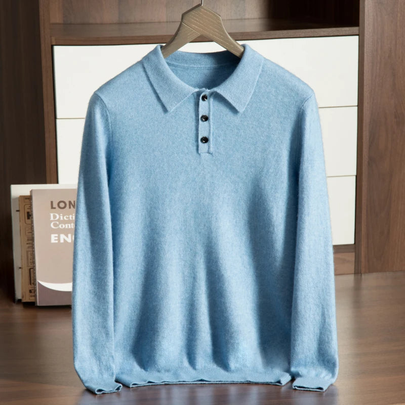 High-Grade New Autumn 100% Cashmere Sweaters Winter Clothing T-shirt Men's Sweater Solid Color Large Size Base Men Pullover