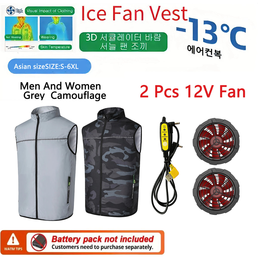 Summer Cooling Fan Vest Wearable Air Conditioner Sleeveless Jacket with USB Rechargeable Fans for Outdoor Tactical Fishing Work