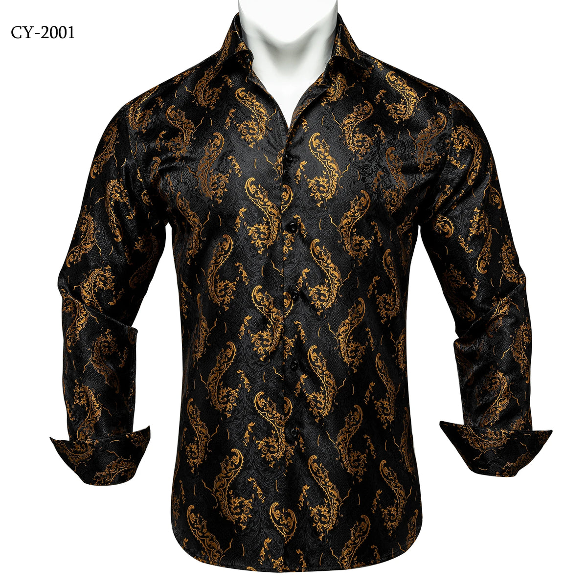 Brand New Men's Royal Blue Business Shirts Luxury Fashion Paisley Long Sleeve Turn-Down Collar Social Shirt Male Casual Blouse
