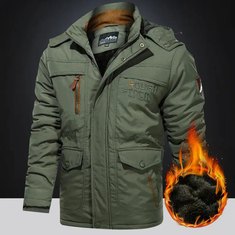 Men's Winter Tactial Jacket Fleece Lined Outdoor Parka Coat Hooded Windbreaker Military Thick Warm Outerwear Multi-pocket Parkas