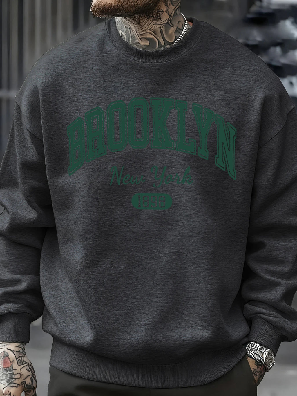 Brooklyn New York 1898 Prints Sweatshirt Autumn Man Clothes Fleece Fashion Pullover Casual Crewneck Sportswear Loose Soft Top