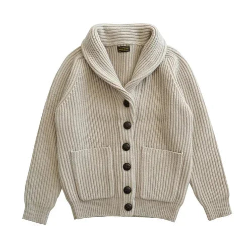 Sauce Zhan Mens Sweater Cardigans for Man Sweatercost Pure Heavy Sheep Wool for Winter Vintage Shawl Colla Slim Fit