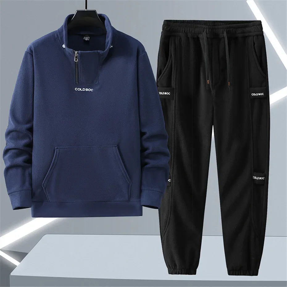 Polar Fleece Tracksuit Men 12XL Plus Size Men's Sets Sweatshirt Sweatpants Autumn Winter Casual Suits Male Big Size 10XL 12XL