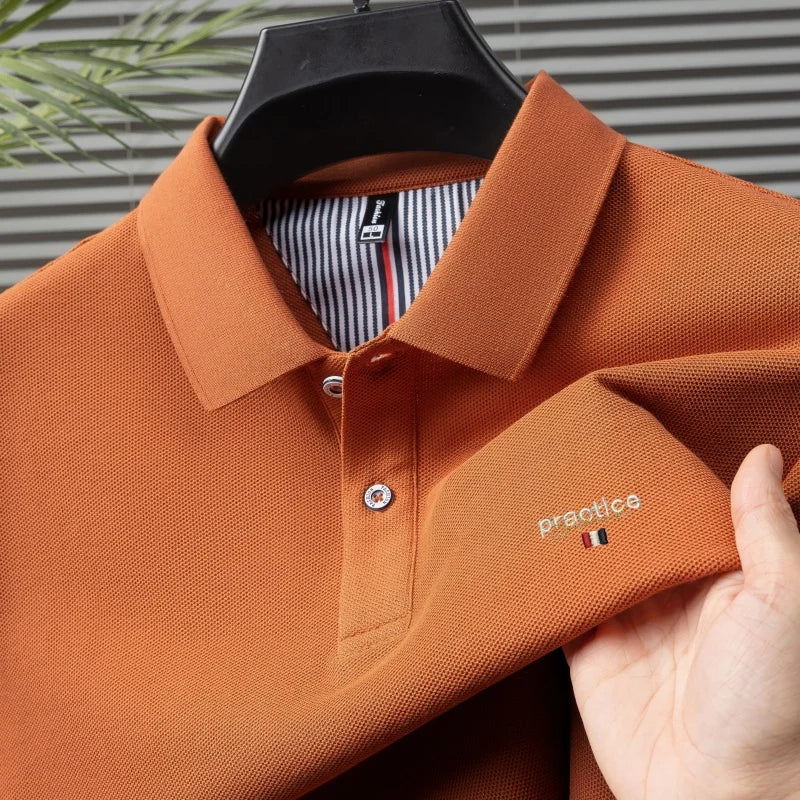 100% Pure Cotton Men's Classic Embroidered Polo Shirt Luxury Breathable Anti-wrinkle Cozy Short Sleeve Business Casual Golf Tee