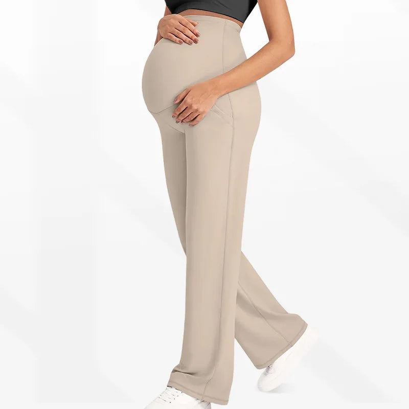 New Maternity Women Pants Solid Spring Autumn Wide-legged Pants High-waisted Loose Pants Casual Straight Pants Pregnant Clothing