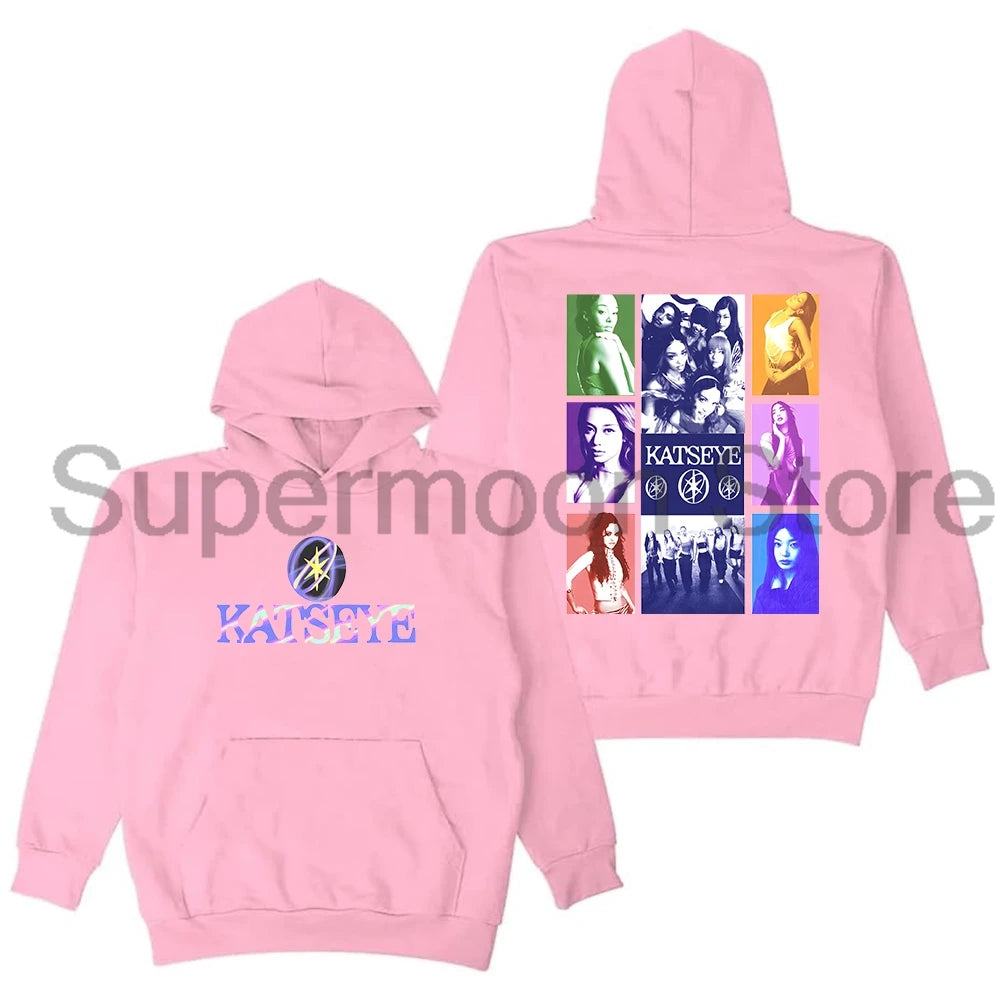 Kpop Katseye Merch Hoodie 2025 Beautiful Chaos Tour Long Sleeve Streetwear Men Women Hooded Sweatshirts