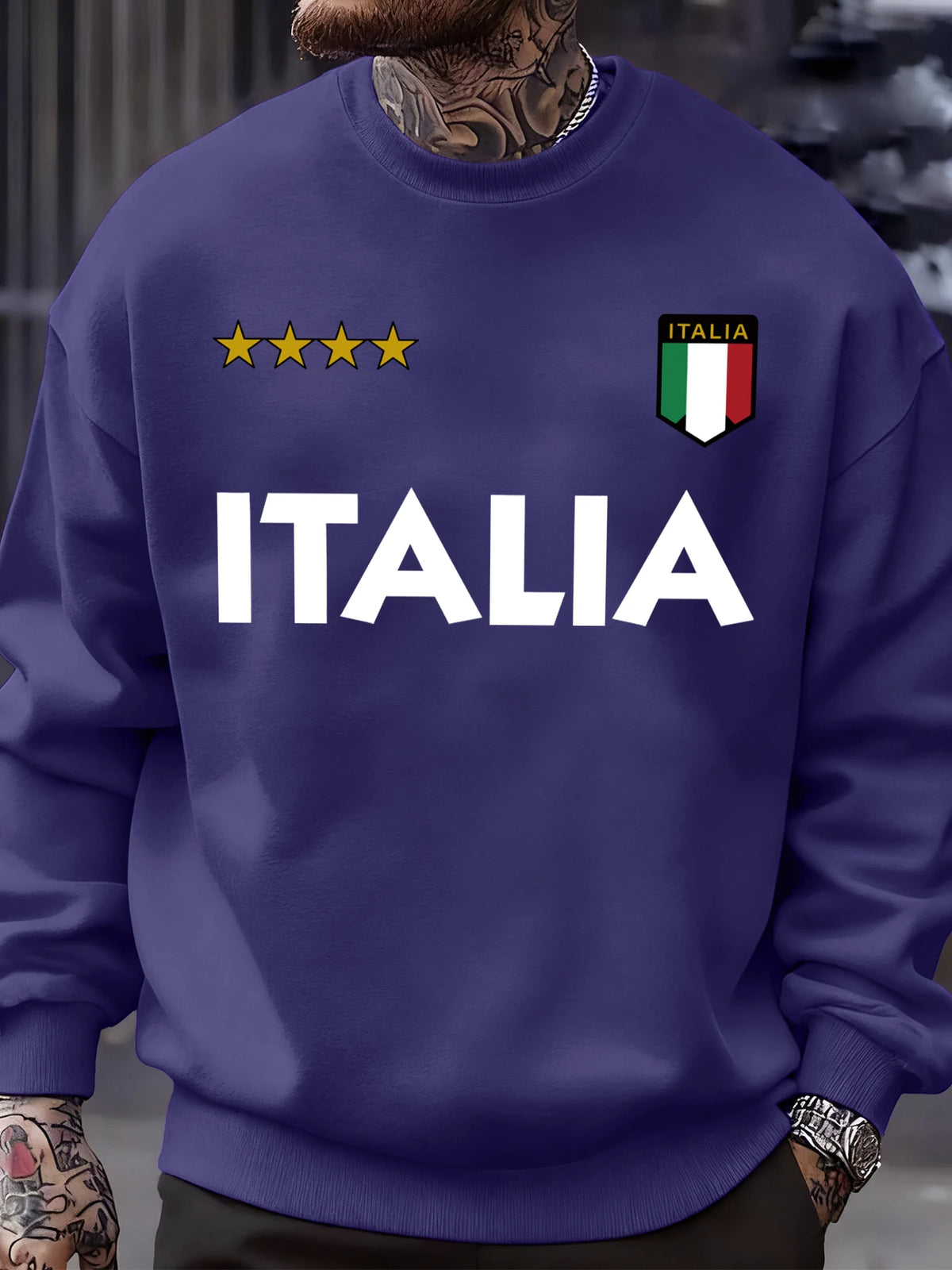 Italia Italian Flag Design Sweatshirt Men Autumn Oversize Sportswear Pullovers Street Fashion Clothing Casual Vintage Tops