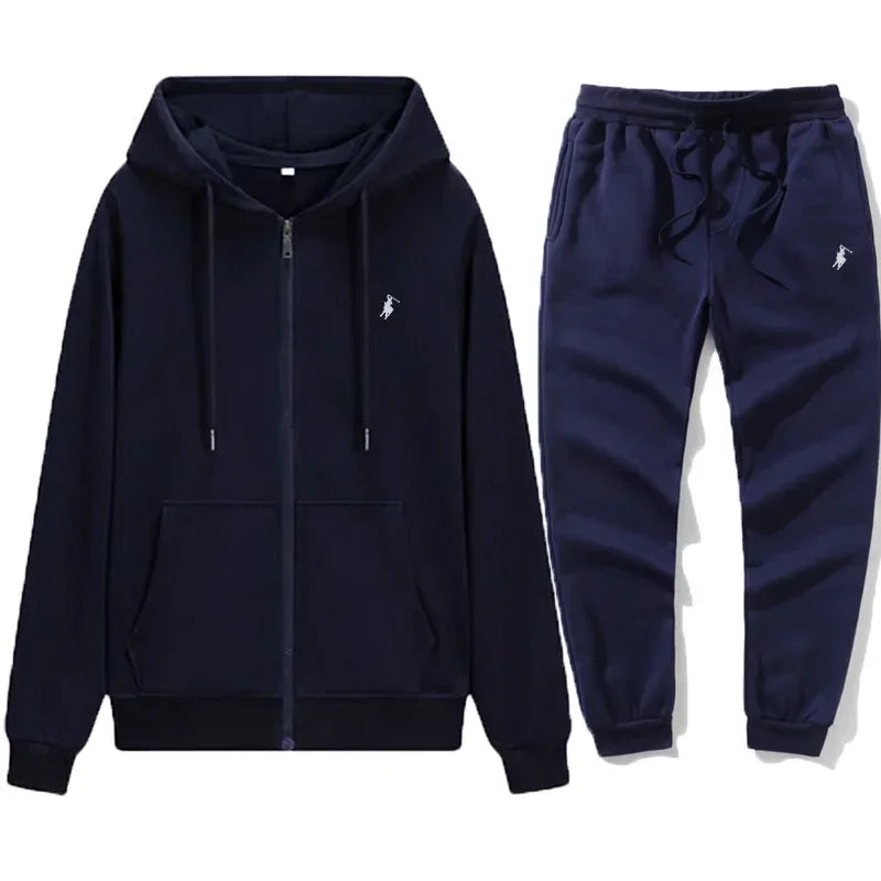 New Men's Fashion Classic Hoodie and Sweatpants Set, Suitable for Autumn and Winter, for Leisure, Fitness and Warmth
