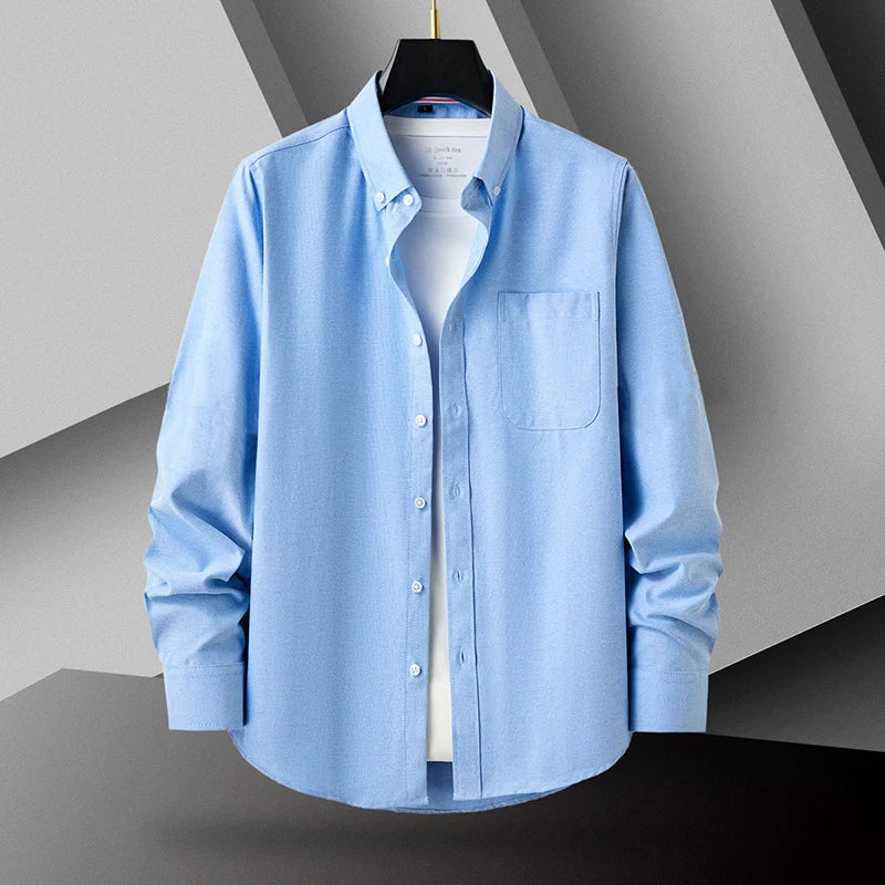 Button Down Collar Men's Long Sleeve Shirt, Single Breasted Shirts, Blue Black Gray Green Yellow Red Top Men Camisa M-5XL 6XL