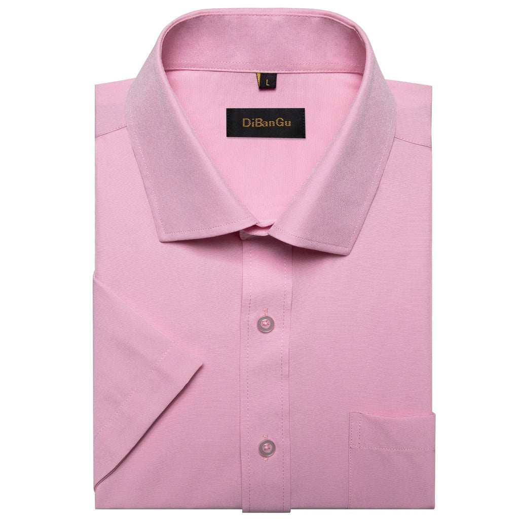 Men Shirts Short Sleeve Cotton Polyester Summer T-shirts Solid Black White Red Business Casual Tops Hawaiian Shirt