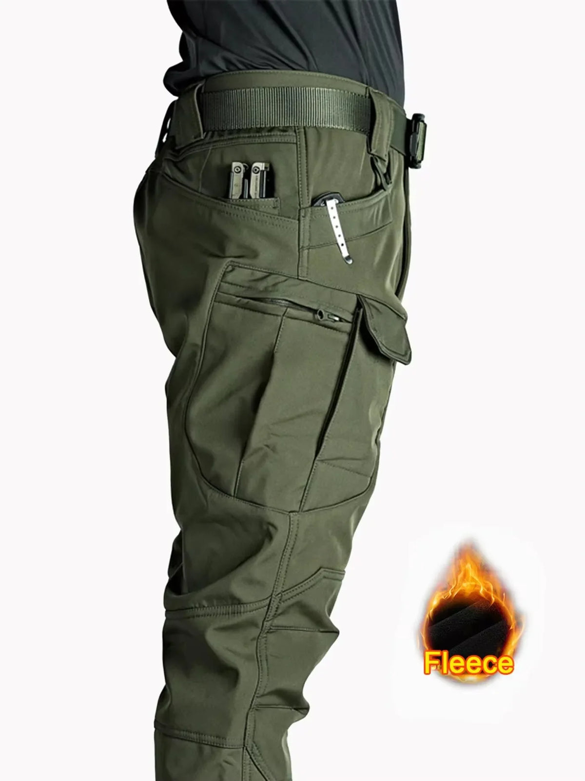 Men's Autumn Winter Softshell Elastic Camping Hiking Trekking Fishing Hunting Pants Outdoor Cycling Tactical Cargo Trousers
