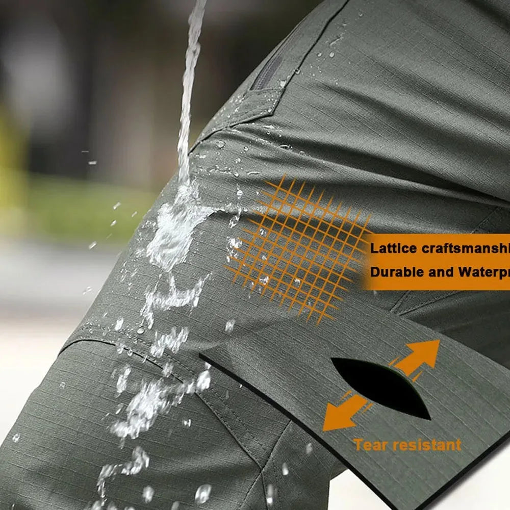 Classic Men's Tactical Pants Multi-Pocket Solid Color Stretch Slimming Outdoor Pants Spring & Autumn Casual Jogging Pants