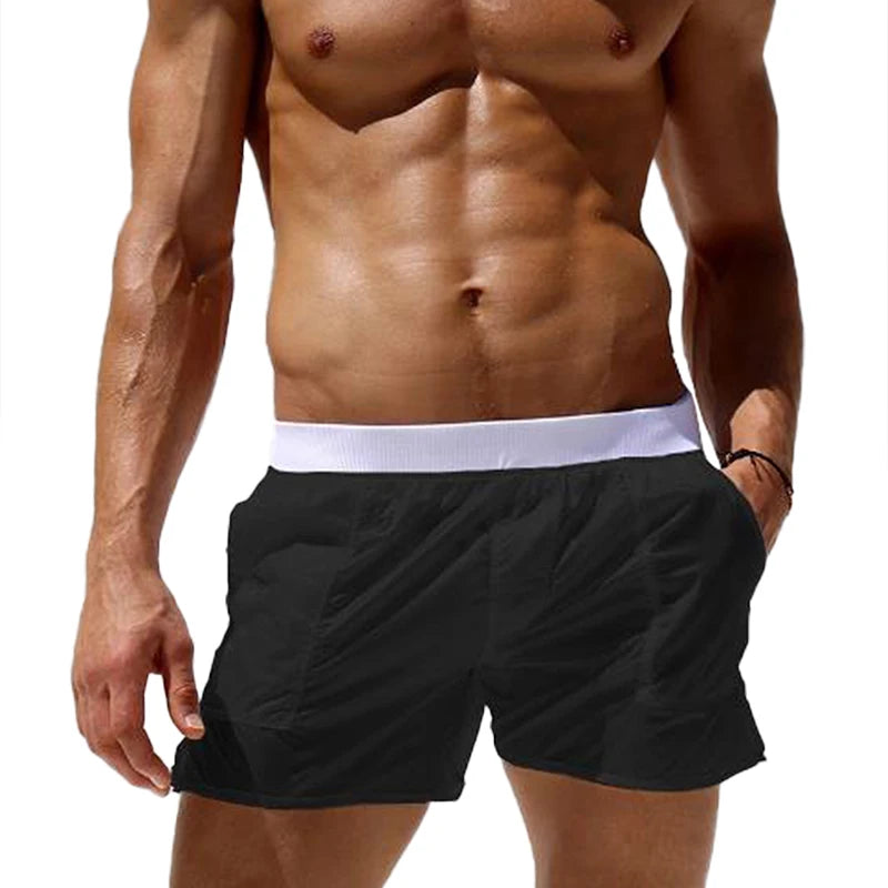 2025 Fashion Male Board Shorts Men Swimming Trunks Elastic Waist See-through Summer Beach Shorts Swimwear with Pockets