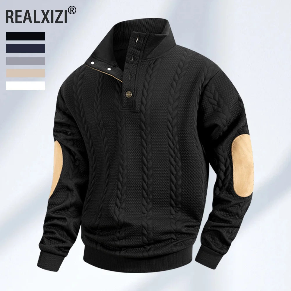 Men's Knitted Long-Sleeved Sweatshirt  Autumn Winter Slim Fit Stand-Up Collar Pullover Sweaters Comfortable Men's Sweatshirt