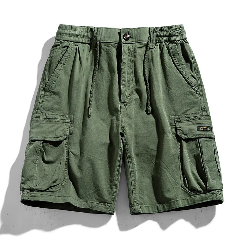 Summer Men Cargo Multi Pocket Shorts Men Casual Solid Elastic Waist Beach Short Spring Men Jogger Pants Shorts Male Dropshipping
