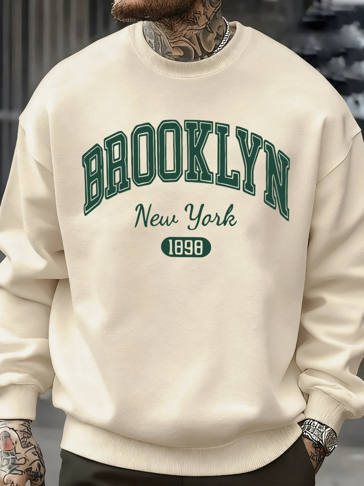 Brooklyn New York 1898 Prints Sweatshirt Autumn Man Clothes Fleece Fashion Pullover Casual Crewneck Sportswear Loose Soft Top
