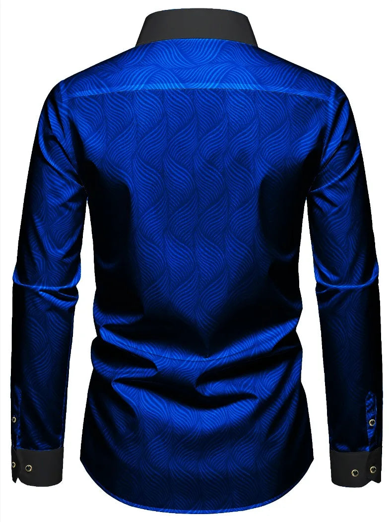 FGKKS Men Shirt Brand New Elegant Fashion European Long Sleeve Smart Casual Elastic Wrinkle-free Male Business Dress Shirts
