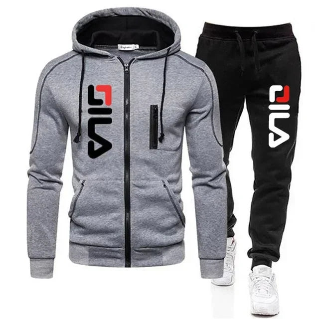 Fashion autumn/Winter men's casual suit,2025 new men's zipper jacket hooded jumper + sweatpants 2 sets, outdoor jogging jacket