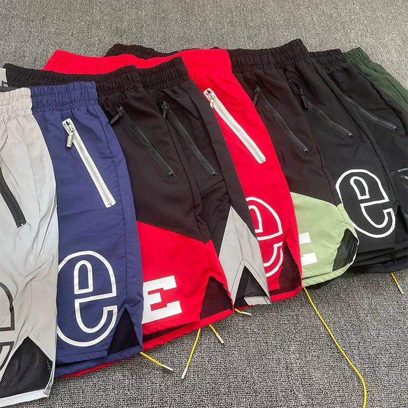 American Style Trendy Rhude Casual Shorts Loose Breathable Multi-color Mesh Beach Sports Shorts