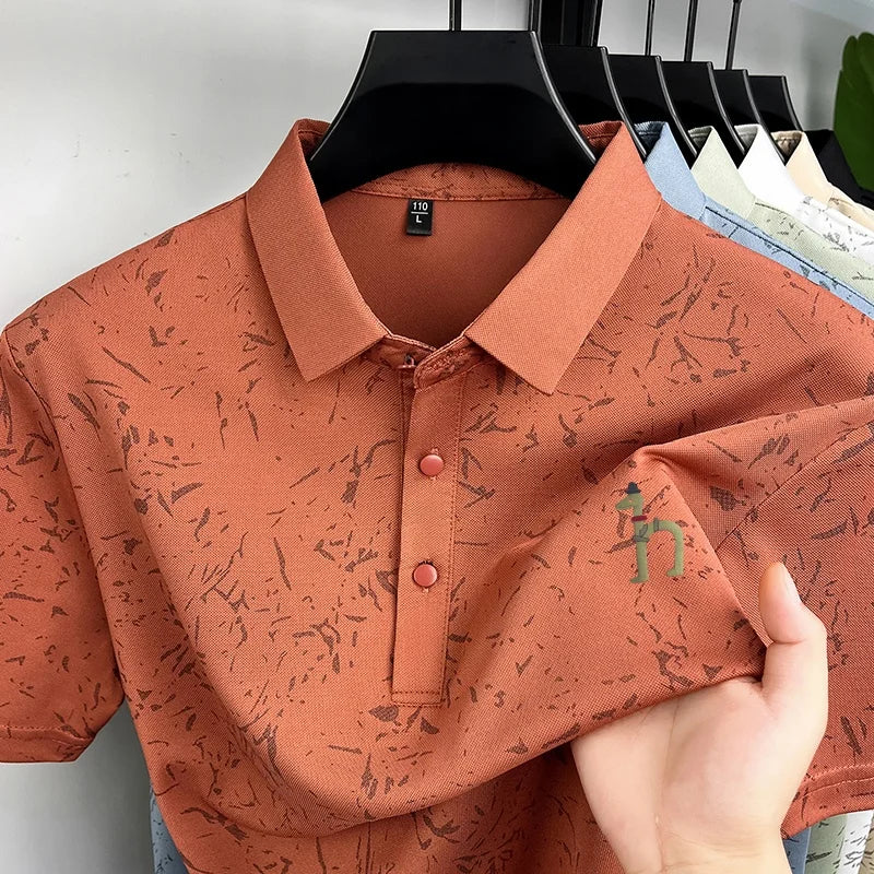 New Men's Casual Original Printed Polo Shirt Breathable Comfort Short Sleeve Lapel T-shirt High Quality Versatile Men's Clothing