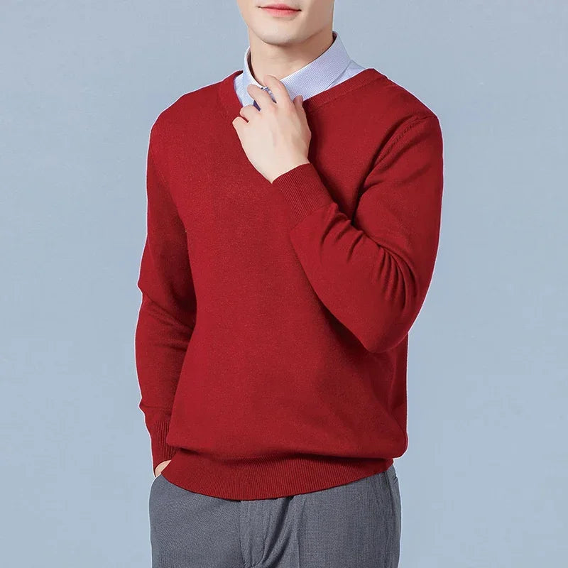 Men Cashmere Sweater Autumn Winter Soft Warm Jersey Jumper  Pull Homme Hiver Pullover V-Neck Knitted Sweaters