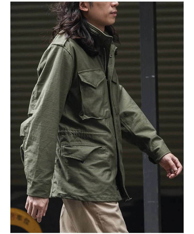 Rugged Bronson 1969 M65 Blended Satin Field Jacket M-65 Olive Green Jacket M51 Tactical Coat