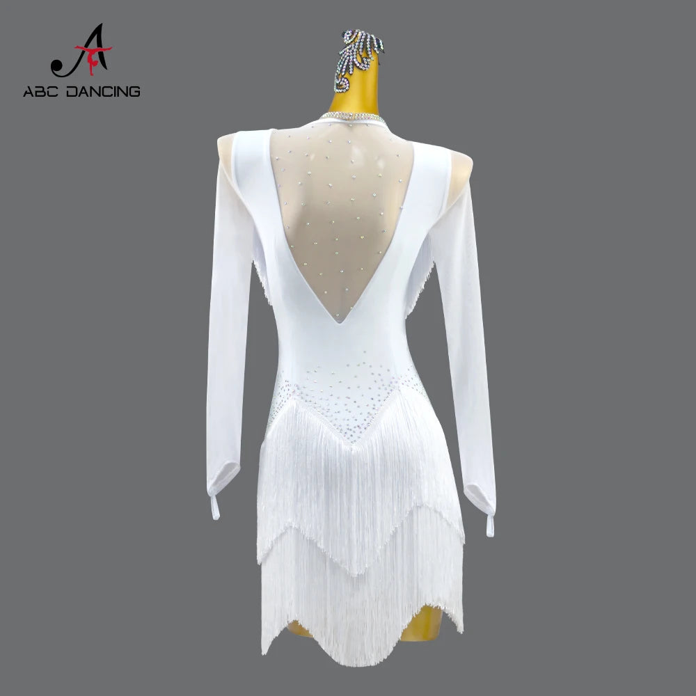 Womens Latin Dance Dress Sexy Party Clothing Practice Suit Sports Prom Evening Outfits Girls Costume Samba Stage Skirt