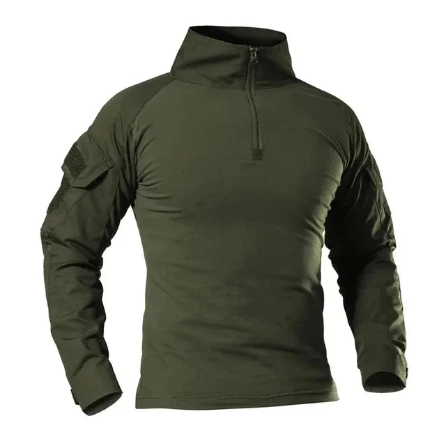 Men'sOutdoor Tactical Hiking T-Shirt, Combat Military CP Camouflage Long-Sleeved Hunting Mountaineering Shirt, Cotton Sportswear