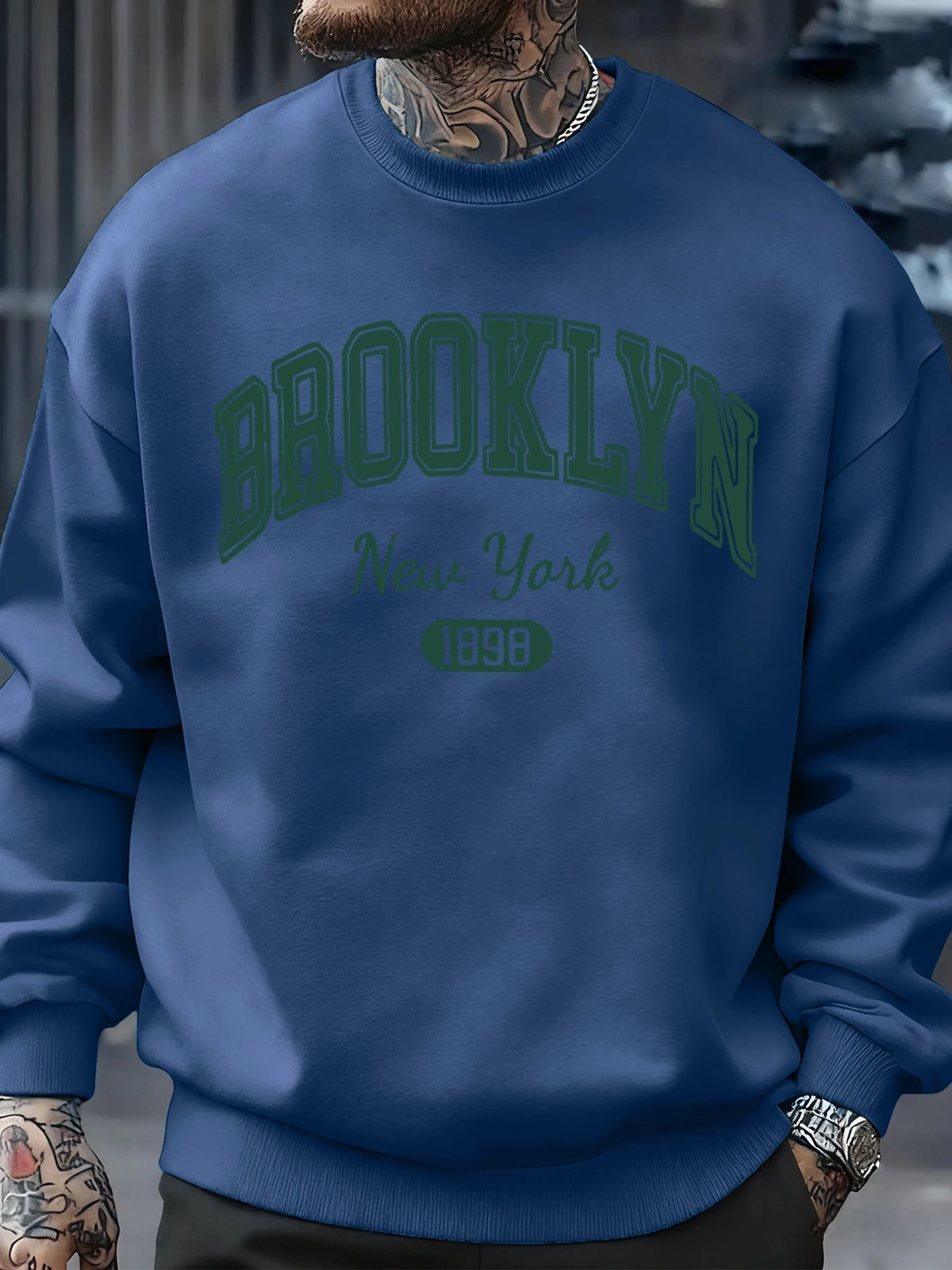 Brooklyn New York 1898 Prints Sweatshirt Autumn Man Clothes Fleece Fashion Pullover Casual Crewneck Sportswear Loose Soft Top