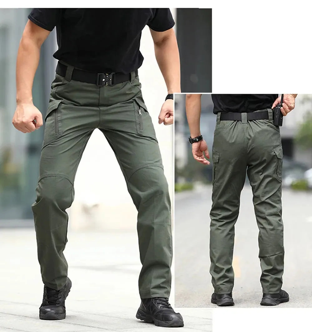 Classic Men's Tactical Pants Multi-Pocket Solid Color Stretch Slimming Outdoor Pants Spring & Autumn Casual Jogging Pants